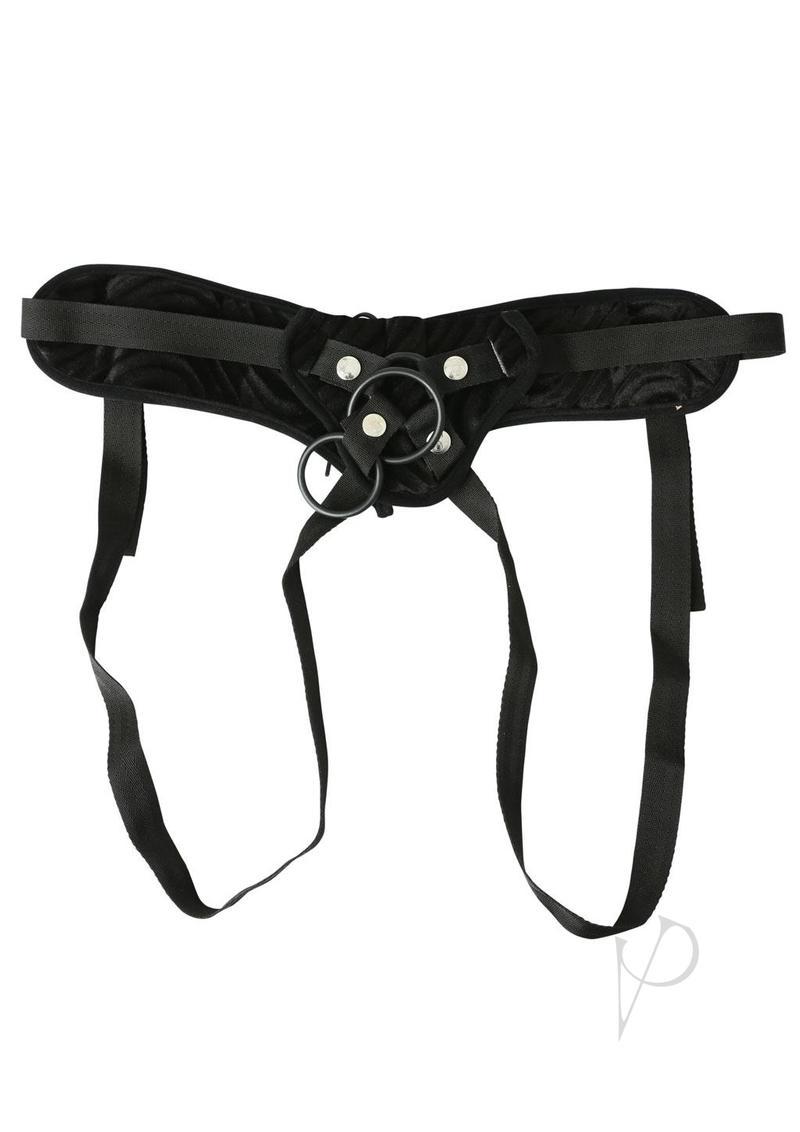 Sportsheets Vibrating Raven Corsette Strap-on Adjustable Harness - Black